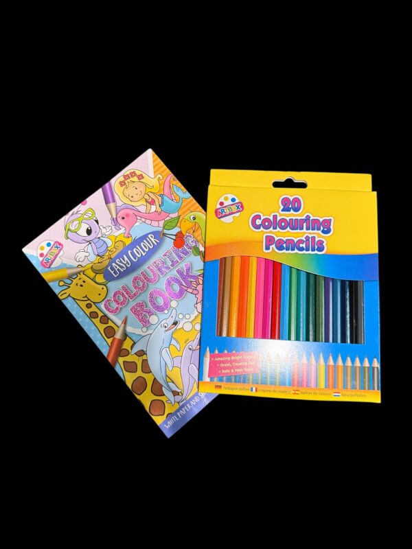 Bundle - Blue Animal Colouring Book, Colouring Pencils